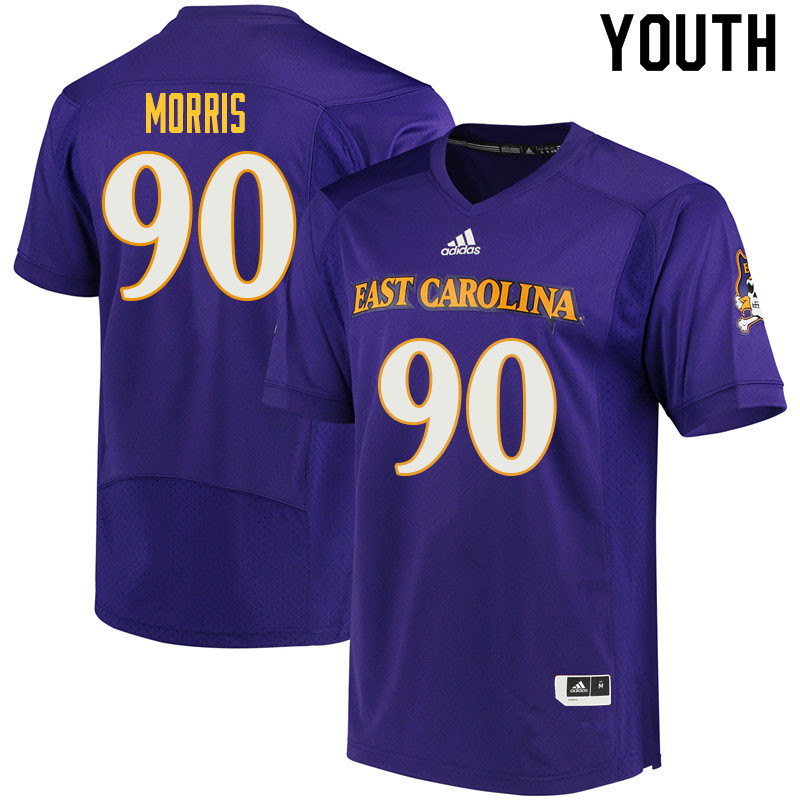 Youth #90 Elijah Morris ECU Pirates College Football Jerseys Sale-Purple